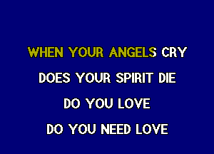 WHEN YOUR ANGELS CRY

DOES YOUR SPIRIT DIE
DO YOU LOVE
DO YOU NEED LOVE