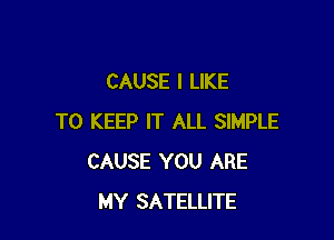 CAUSE I LIKE

TO KEEP IT ALL SIMPLE
CAUSE YOU ARE
MY SATELLITE