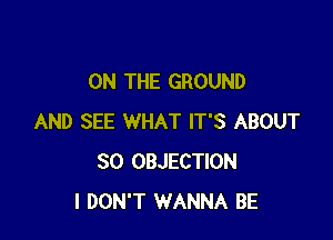 ON THE GROUND

AND SEE WHAT IT'S ABOUT
30 OBJECTION
I DON'T WANNA BE