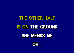 THE OTHER HALF

IS ON THE GROUND
SHE MENDS ME
0H..