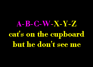 A-B-C-VV-K-Y-Z
cat's 0n the cupboard
but he don't see me