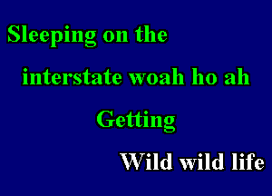 Sleeping on the

interstate woah ho ah
Getting
W ild wild life
