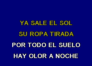 YA SALE EL SOL

SU ROPA TIRADA
POR TODO EL SUELO
HAY OLOR A NOCHE