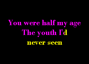 You were half my age
The youth I'd

116V 61' 86611