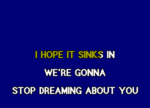 I HOPE IT SINKS IN
WE'RE GONNA
STOP DREAMING ABOUT YOU