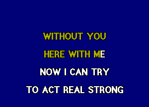 WITHOUT YOU

HERE WITH ME
NOW I CAN TRY
TO ACT REAL STRONG