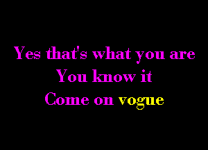 Y es that's what you are

You know it
Come on vogue