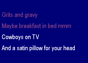 Cowboys on TV

And a satin pillow for your head