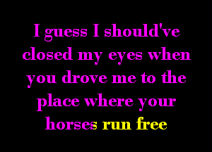 I guess I should've
closed my eyes when
you drove me to the

place where your

horses run free