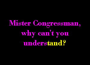 Mister Congressman,
Why can't you
understand?