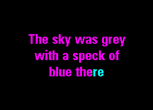 The sky was grey

with a speck of
blue there