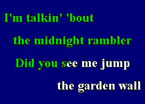 I'm talkin' 'bout
the midnight rambler
Did you see me jump

the garden wall