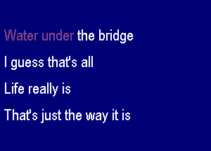 the bridge
I guess thafs all

Life really is

That's just the way it is