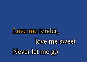 Love me tender,
love me sweet

Never let me go