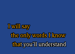 Iwill say
the only words I know

that you'll understand