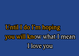 Until I do I'm hoping
you will know what I mean

I love you