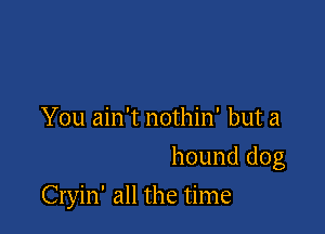 You ain't nothin' but a
hound dog

Cryin' all the time