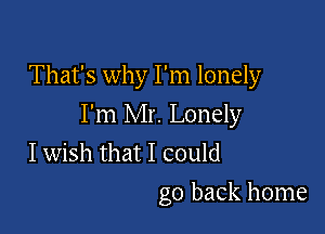 That's why I'm lonely

I'm Mr. Lonely
I wish that I could

go back home