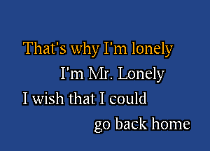 That's why I'm lonely

I'm Mr. Lonely
I wish that I could
go back home