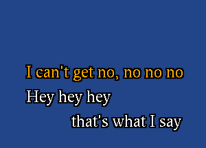 I can't get no, no no no

Hey hey hey
that's what I say