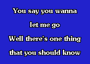 You say you wanna
let me go
Well there's one thing

that you should know