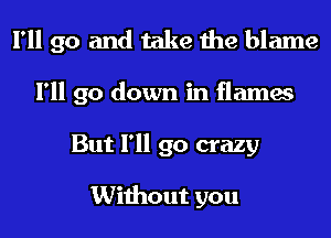 I'll go and take the blame
I'll go down in flames
But I'll go crazy

Without you