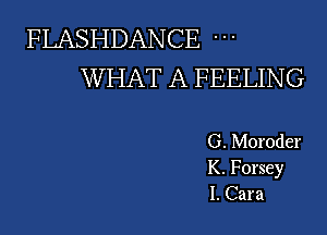 FLASHDANCE
W HAT A FEELIN G

G. Moroder
K. Forsey
l. Cara