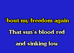 bout my freedom again

That sun's blood red

and sinking low