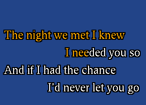The night we met I knew

I needed you so
And if I had the chance

I'd never let you go