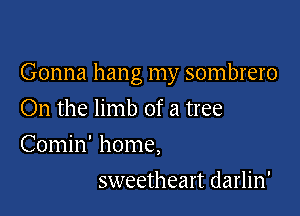 Gonna han g my sombrero

On the limb of a tree
Comin' home,
sweetheart darlin'