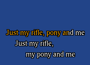 J ust my rifle, pony and me

Just my rifle,
my pony and me