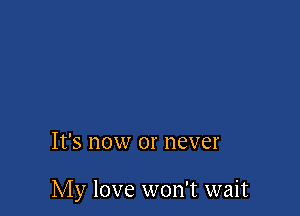 It's now or never

My love won't wait