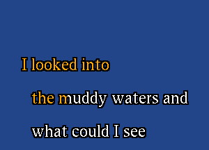 I looked into

the muddy waters and

what could I see