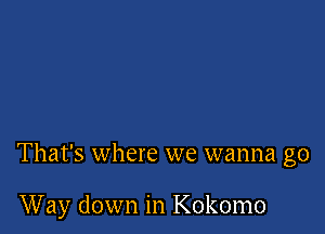 That's where we wanna go

Way down in Kokomo