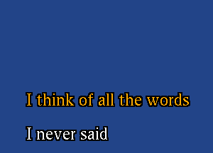 I think of all the words

I never said