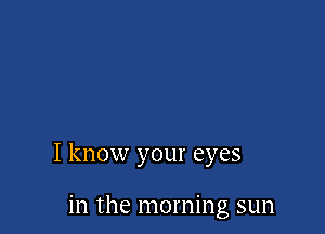 I know your eyes

in the morning sun