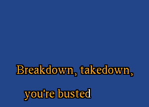 Breakdown, takedown,

you're busted