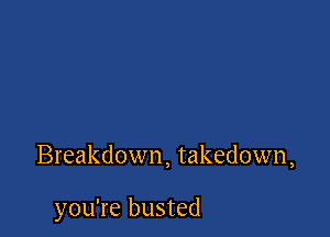 Breakdown, takedown,

you're busted