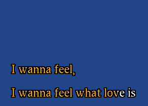I wanna feel,

I wanna feel what love is
