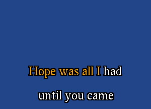 Hope was all I had

until you came