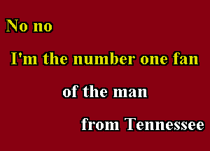 No no

I'm the number one fan

of the man

from Tennessee