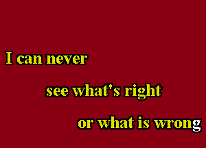 I can never

see what's right

or What is wrong