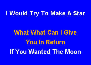 I Would Try To Make A Star

What What Can I Give
You In Return
If You Wanted The Moon