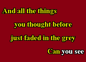 And all the things

you thought before

just faded in the grey

Can you see