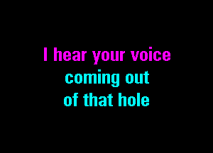 I hear your voice

coming out
of that hole