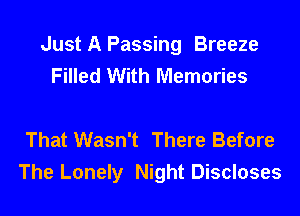 Just A Passing Breeze
Filled With Memories

That Wasn't There Before
The Lonely Night Discloses