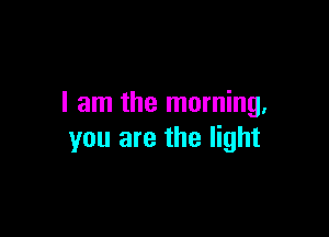 I am the morning.

you are the light