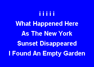 What Happened Here
As The New York

Sunset Disappeared
I Found An Empty Garden