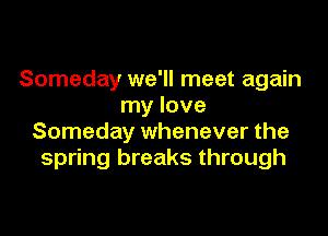 Someday we'll meet again
my love

Someday whenever the
spring breaks through