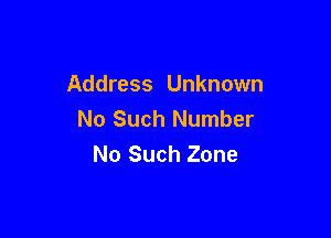 Address Unknown

No Such Number
No Such Zone